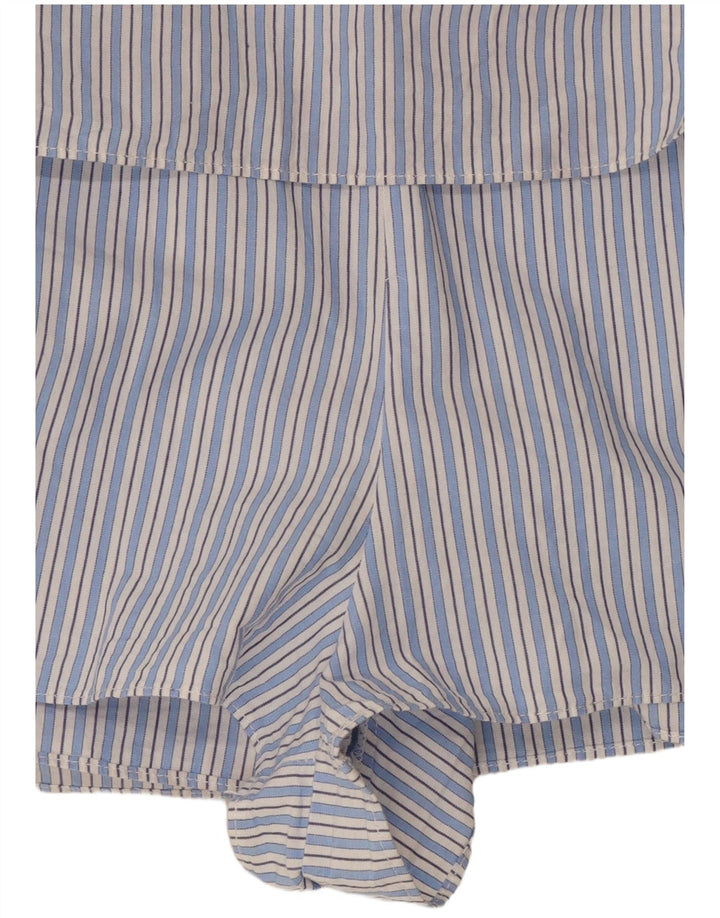 ZARA Dame 3/4 ærmet Playsuit UK 10 Lille blå stribet