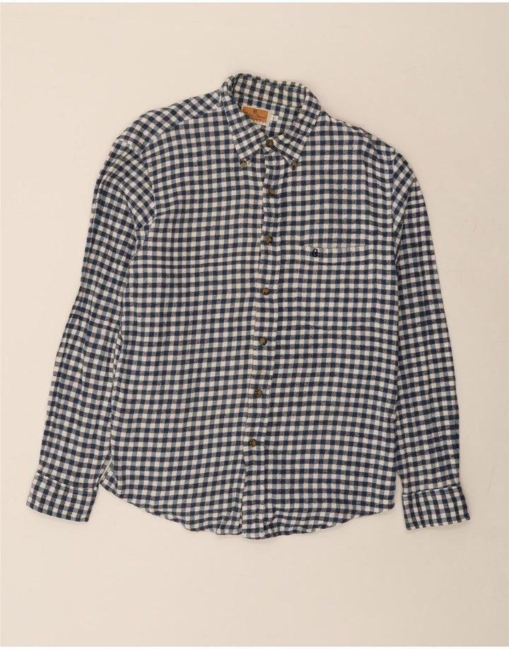 CONTE OF FLORENCE Herre flannelskjorte Stor marineblå Gingham bomuld