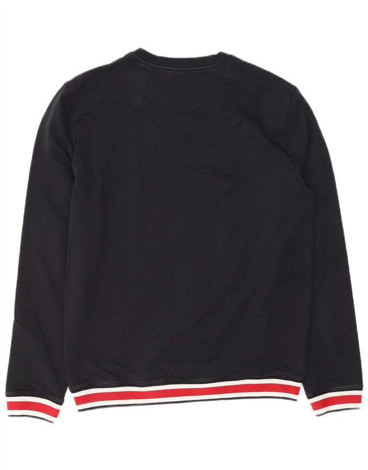 GUESS Herre Slim Fit Sweatshirt Jumper UK 40 Medium Sort Colourblock