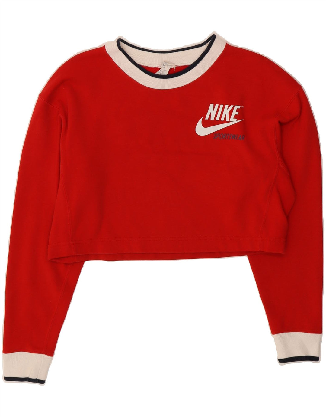 NIKE Womens Oversized Crop Sweatshirt Jumper UK 10 Small Red Polyester Vintage Nike and Second-Hand Nike from Messina Hembry 