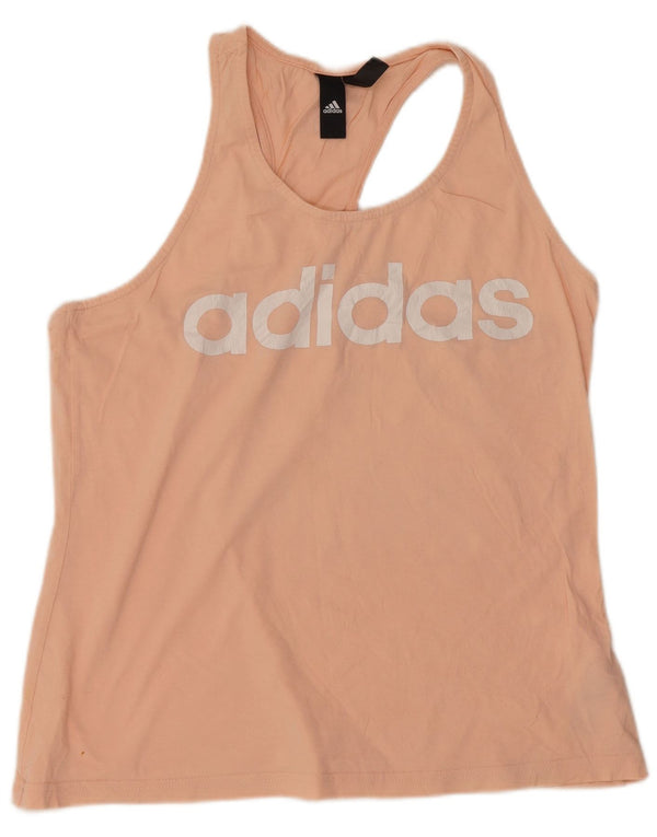 Adidas Dame Grafisk Vest Top UK 16/18 Large Pink Bomuld