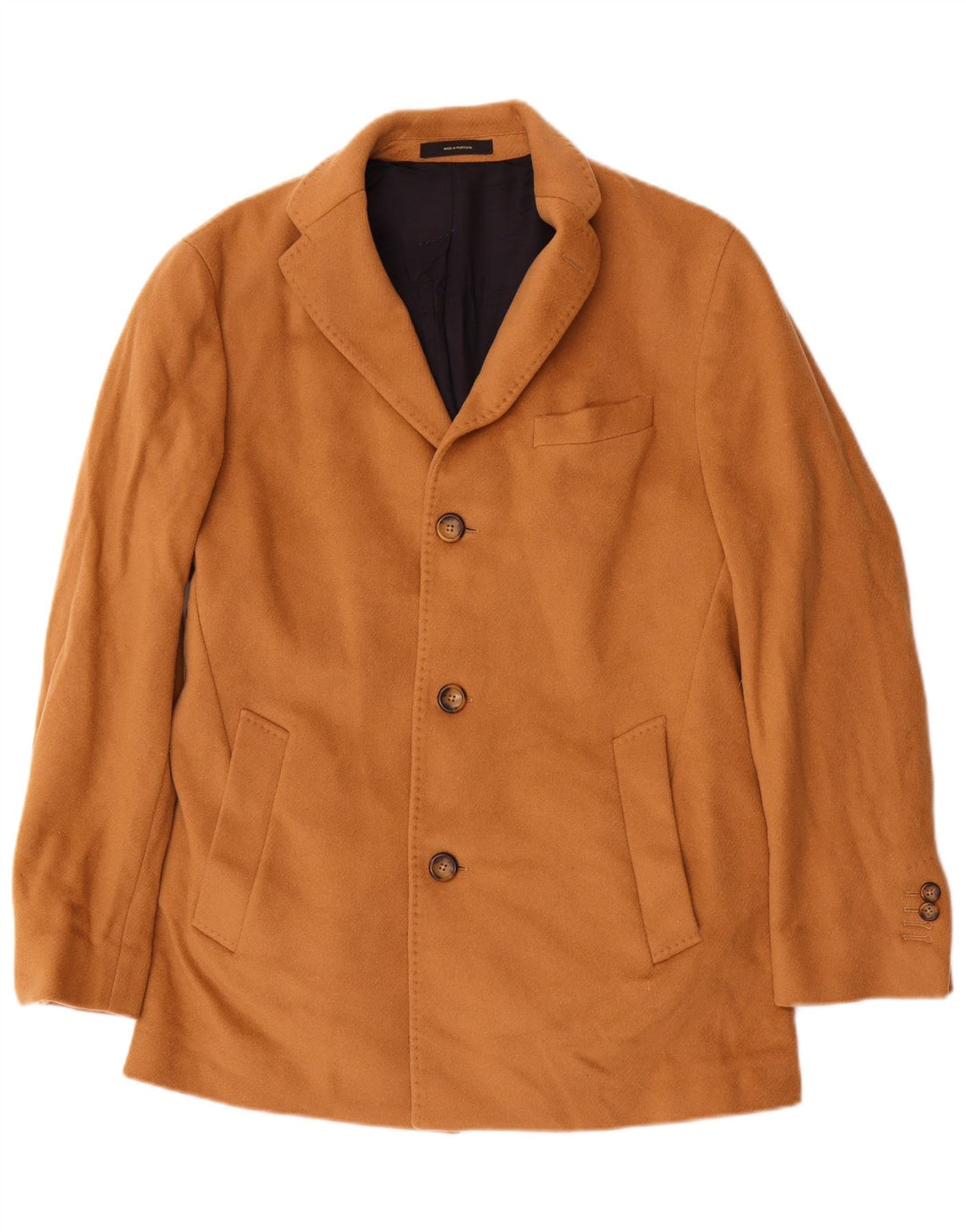 Massimo Dutti Herre 3-knaps overfrakke EU 48 Medium Beige Uld