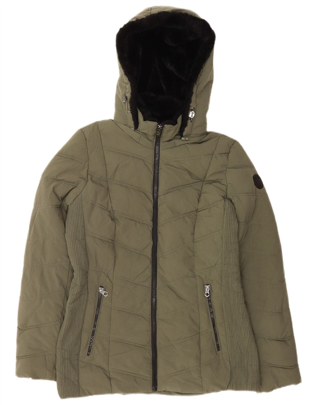 Nautica Polstret hættejakke til kvinder UK 14 Medium Khaki Polyester