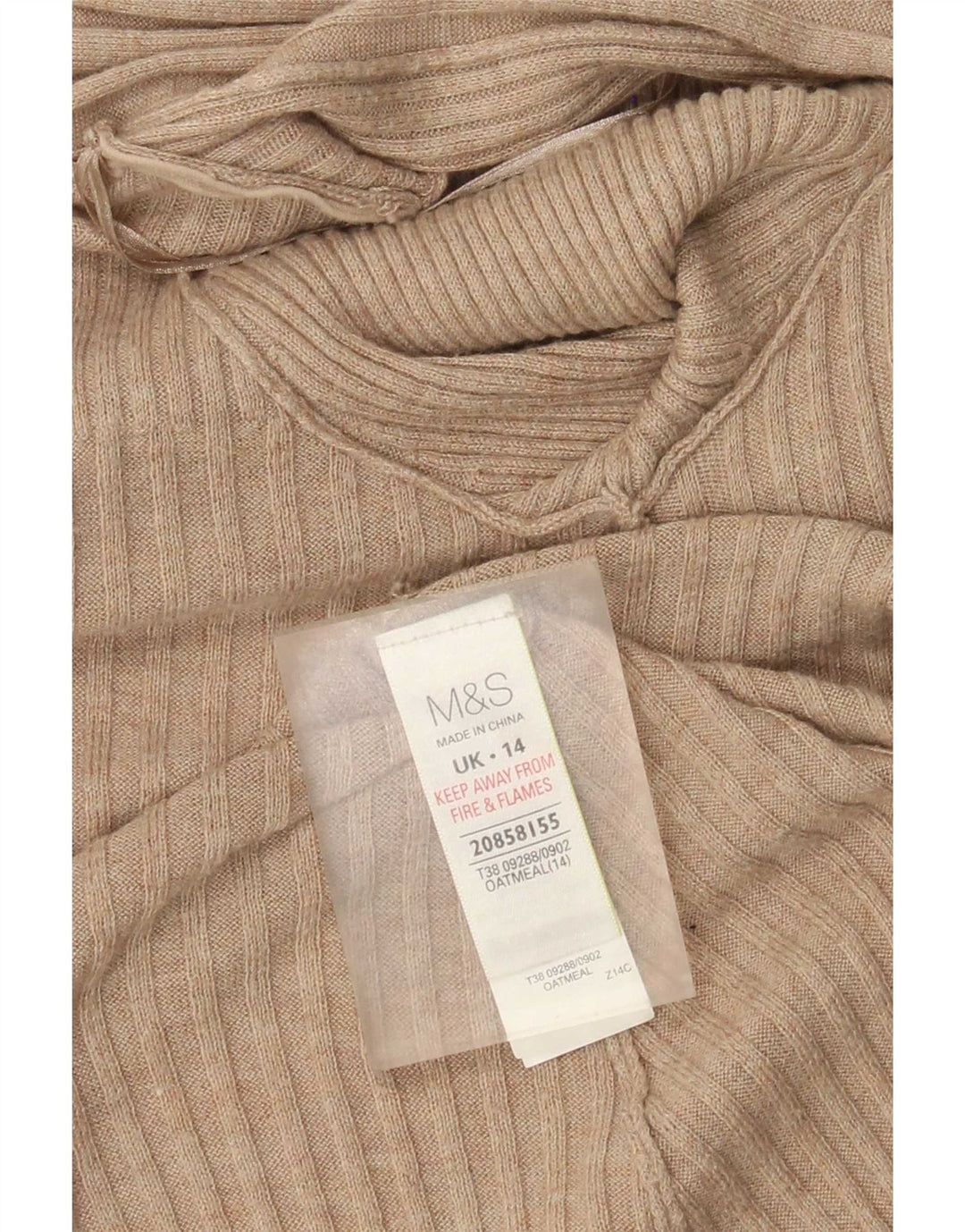 Marks & Spencer Dame Longline Åben Cardigan Sweater UK 14 Medium Beige