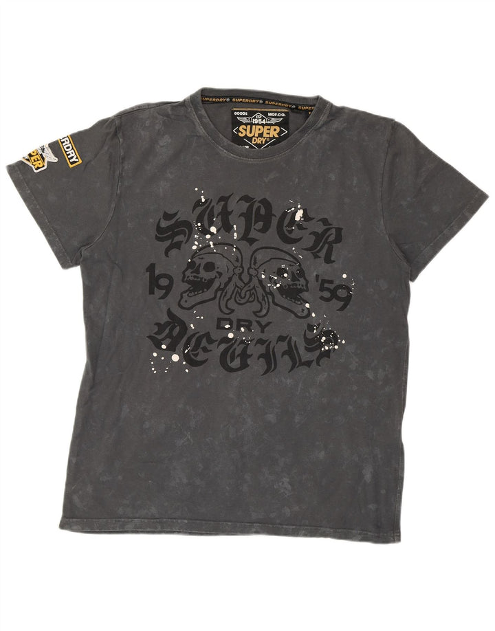 SUPERDRY Grafisk T-shirt til mænd, stor grå slipsfarve