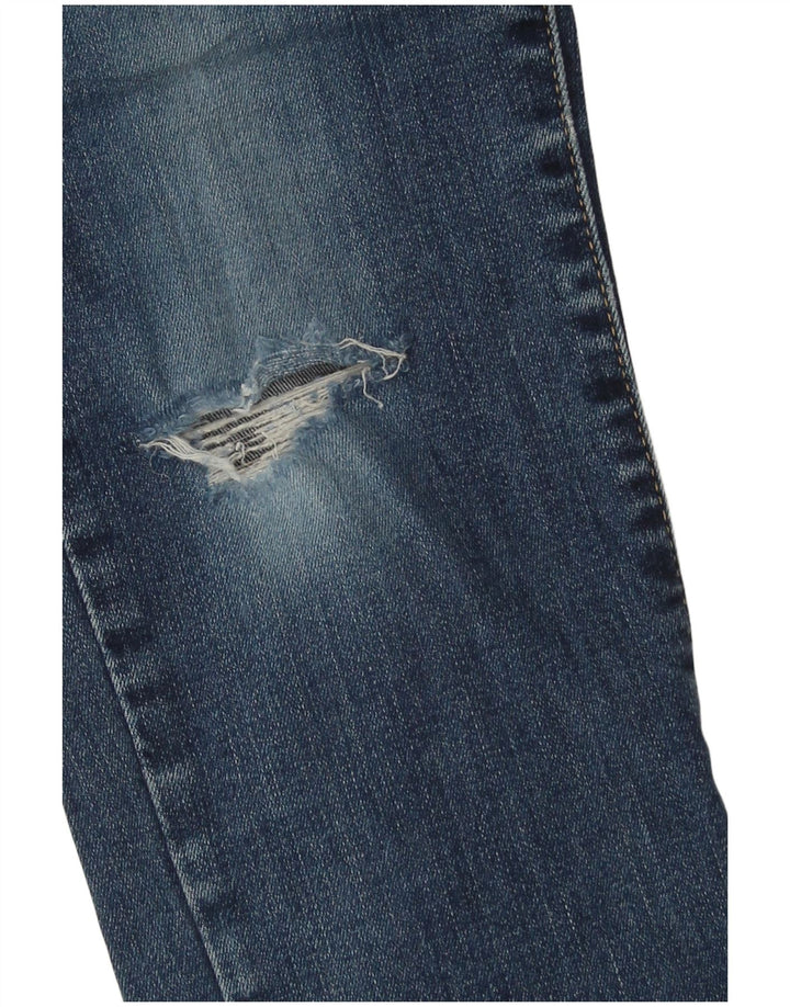 LEVI'S Dame 721 Distressed Skinny Jeans med høj talje W28 L30 Blå Bomuld