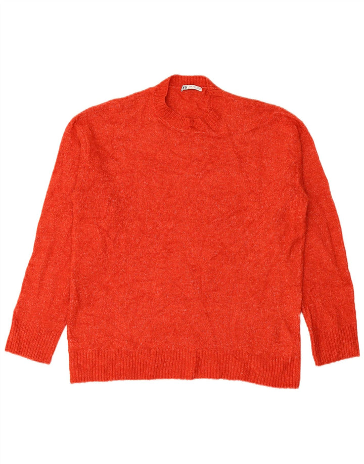 Zara Herre Crew Neck Jumper Sweater Medium Rød Polyester