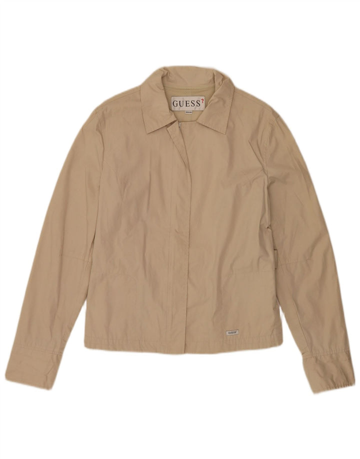Guess Womens Bomber Jacket UK 14 Medium Beige Bomuld