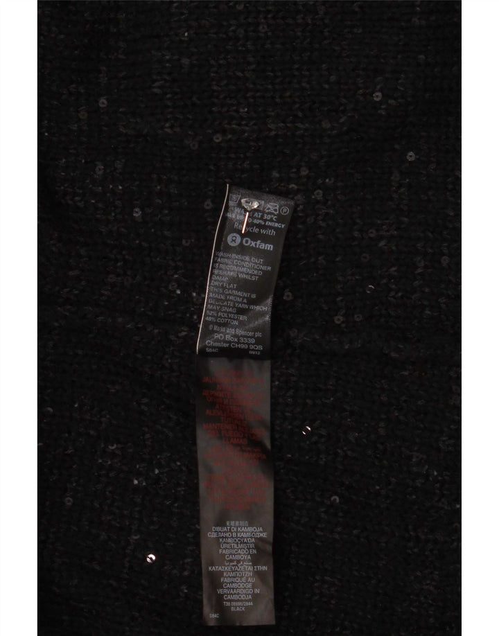 Marks & Spencer Dame Cardigan Sweater UK 14 Large Black Flecked Polyester