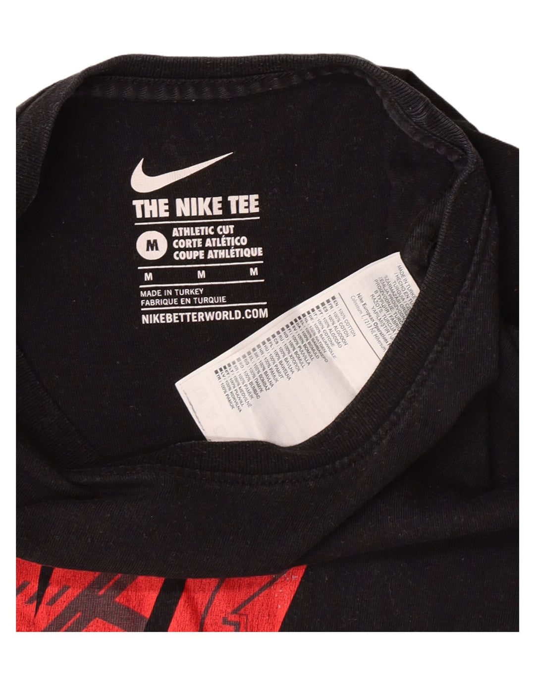 NIKE Mens Athletic Cut Graphic T-Shirt Top Medium Black Cotton Vintage Nike and Second-Hand Nike from Messina Hembry 