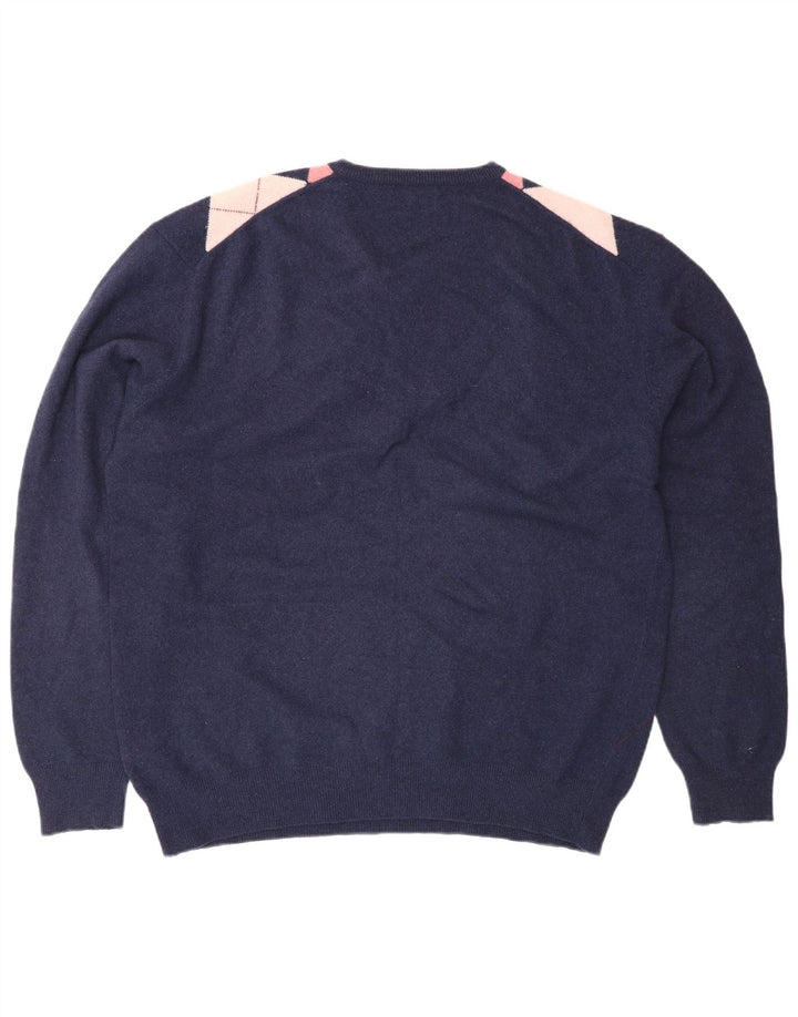 Kappa Herre V-hals sweater 2XL Navy Blue Argyle/Diamond Wool