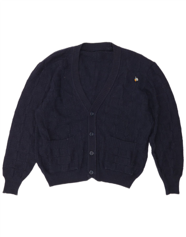 Vintage herre cardigan sweater Medium marineblå uld