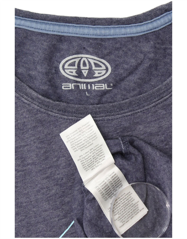 ANIMAL Herre Grafisk T-Shirt Top Stor Marineblå Polyester