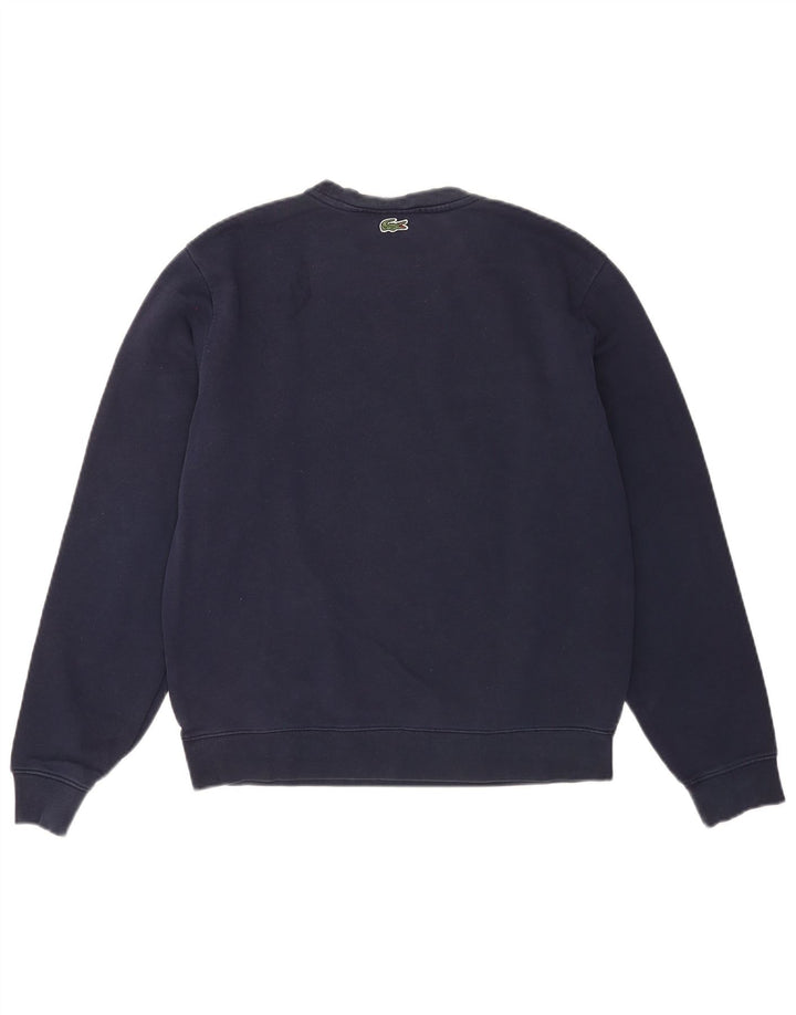 Lacoste Herre grafisk sweatshirt jumper størrelse 4 Medium marineblå bomuld