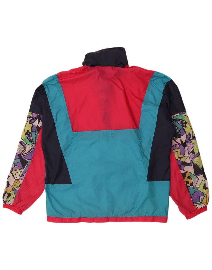 VINTAGE Regnjakke med hætte til mænd UK 38 Medium Flerfarvet Geometrisk