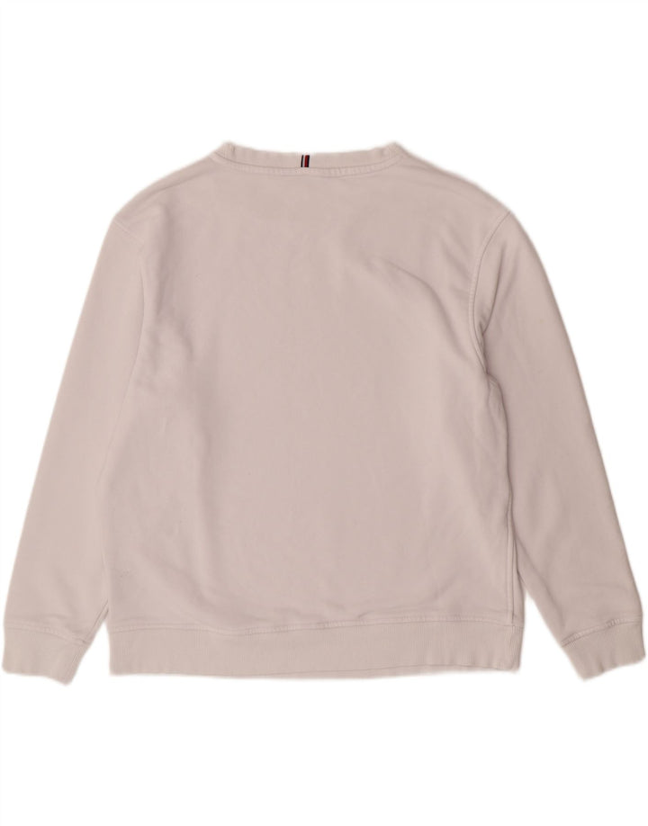 TOMMY HILFIGER Womens Graphic Sweatshirt Jumper UK 14 Medium White Cotton Vintage Tommy Hilfiger and Second-Hand Tommy Hilfiger from Messina Hembry 
