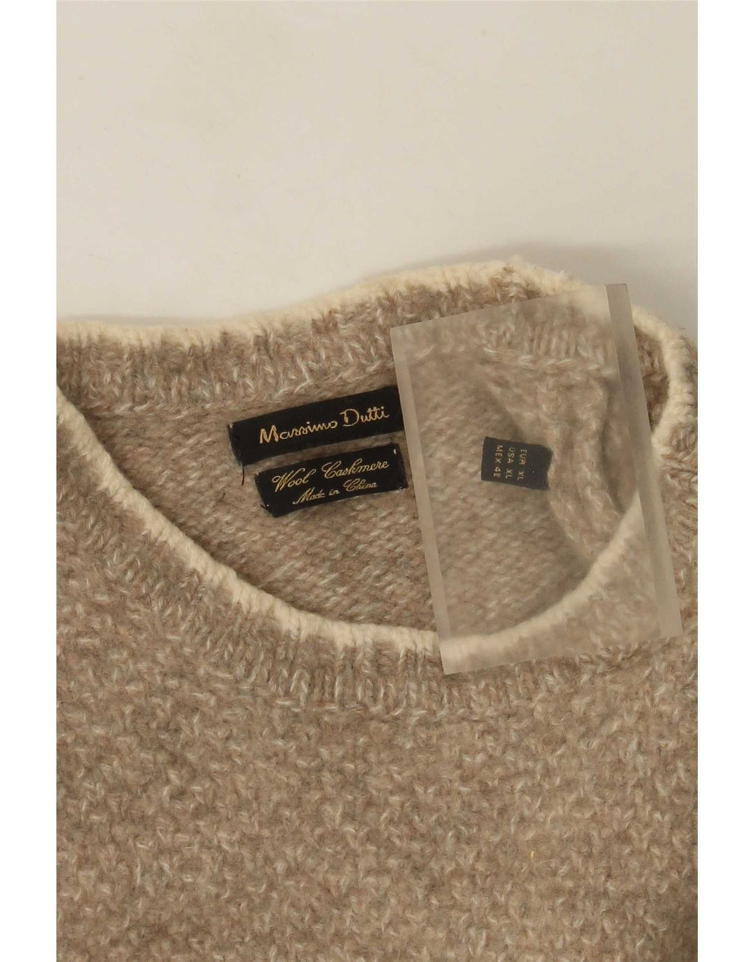 Massimo Dutti Herre Boat Neck Jumper Sweater XL Beige Flecked
