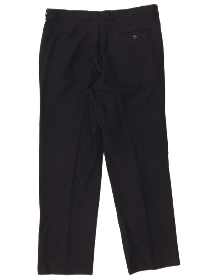 Marks & Spencer Straight Chino-bukser til mænd W34 L29 Marineblå polyester