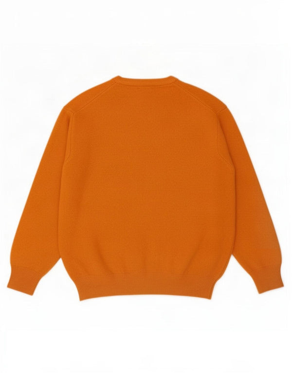 Benetton Dame Oversized Crew Neck Jumper Sweater UK 10 Small Orange