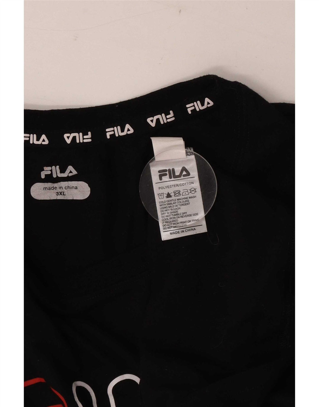 Fila Herre Grafisk T-Shirt Top 3XL Sort Bomuld