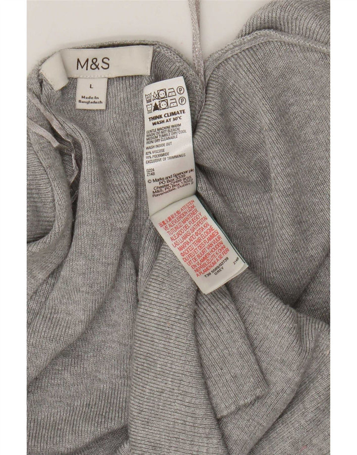 Marks & Spencer Dame Longline Cardigan Sweater UK 16 Large Grey Flecked