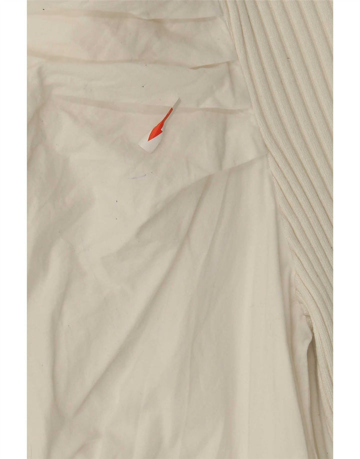 Zara Womens Crop Langærmet Bluse Top UK 12 Medium White Bomuld