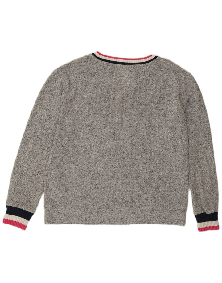 SUPERDRY Dame grafisk sweatshirt Jumper UK 12 Medium Grey Viscose