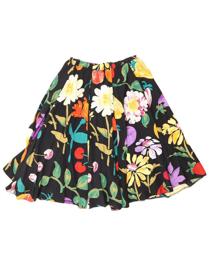 Vintage Kvinders Flared Skirt W28 Medium Multicolored Floral Bohemian