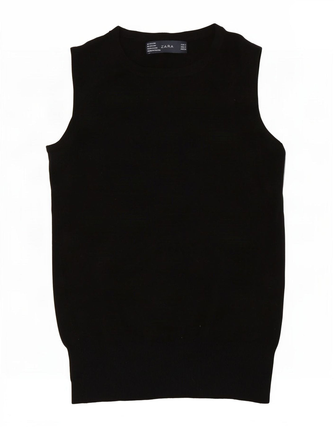 Zara Dame Vest Tank Top UK 8 Small Black Rayon
