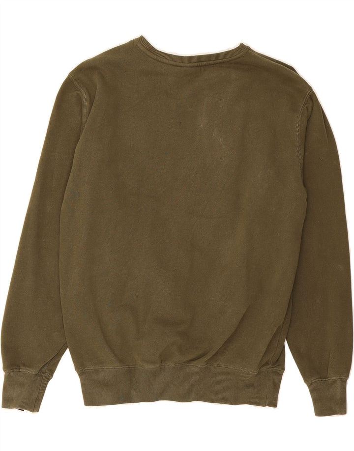 ELLESSE Mens Graphic Sweatshirt Jumper Medium Khaki Cotton Vintage Ellesse and Second-Hand Ellesse from Messina Hembry 