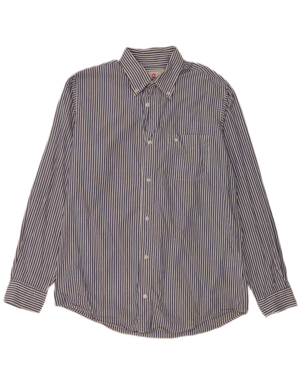 Murphy & Nye Mens Slim Fit Shirt Large Blue Pinstripe Cotton