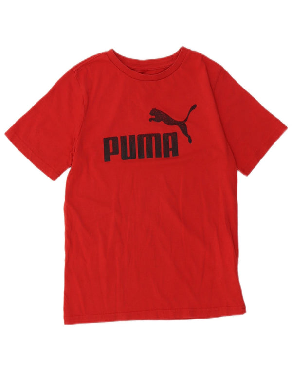 PUMA drenge grafisk t-shirt top 10-11 år medium rød bomuld
