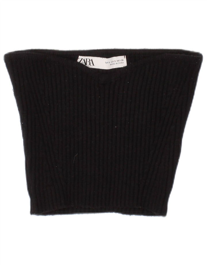 Zara Womens Off Shoulder Crop Top Small Black Viscose