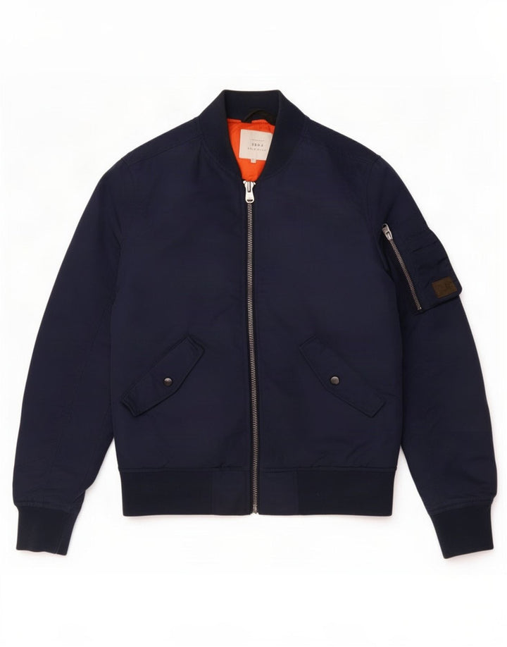 Jack & Jones Polstret bomberjakke til mænd UK 36 Small Navy Blue Nylon