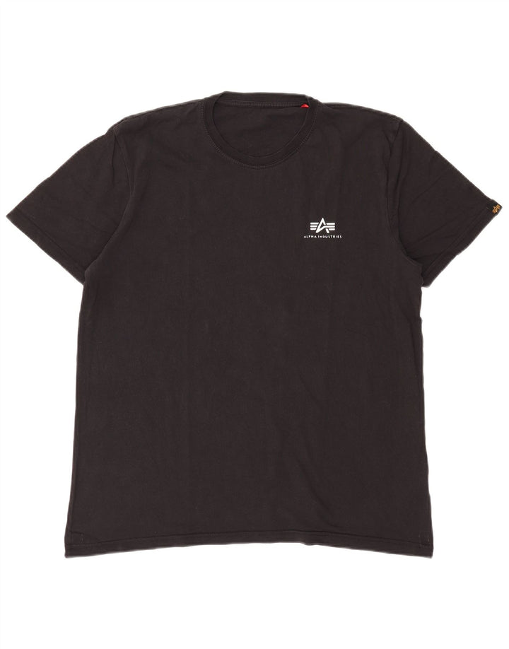 Alpha Industries Herre T-Shirt Top Medium Sort Bomuld
