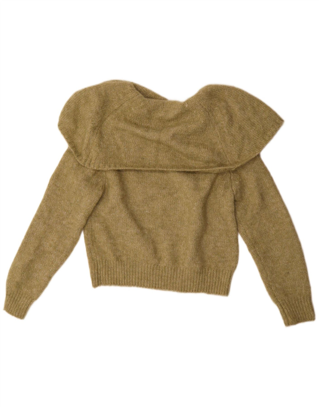 Zara Dame Oversized Polo Neck Jumper Sweater UK 14 Medium Khaki Polyester