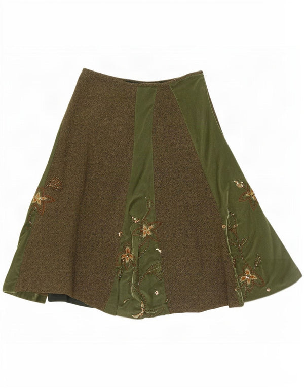 Monsoon Dame A-Line nederdel UK 10 Small W30 Green Floral