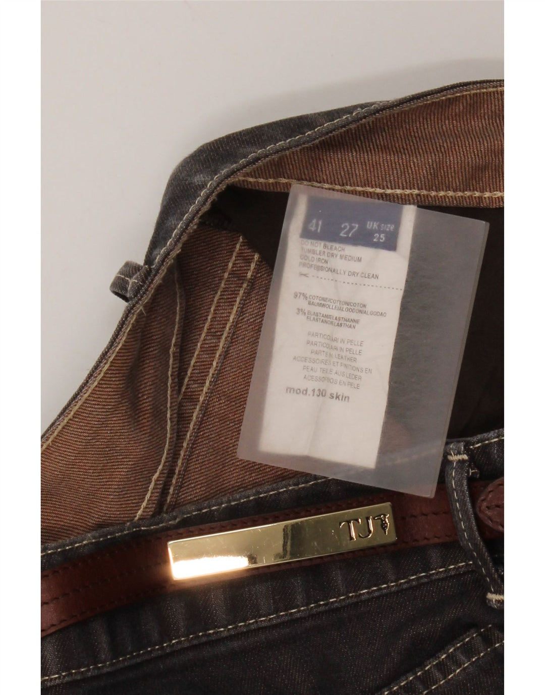 Trussardi Dame Slim Jeans W25 L30 Brun Bomuld