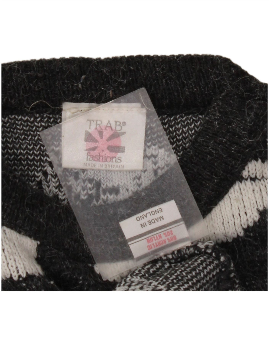 VINTAGE Dame sweater med rund hals DK 16 Stor grå plettet akryl