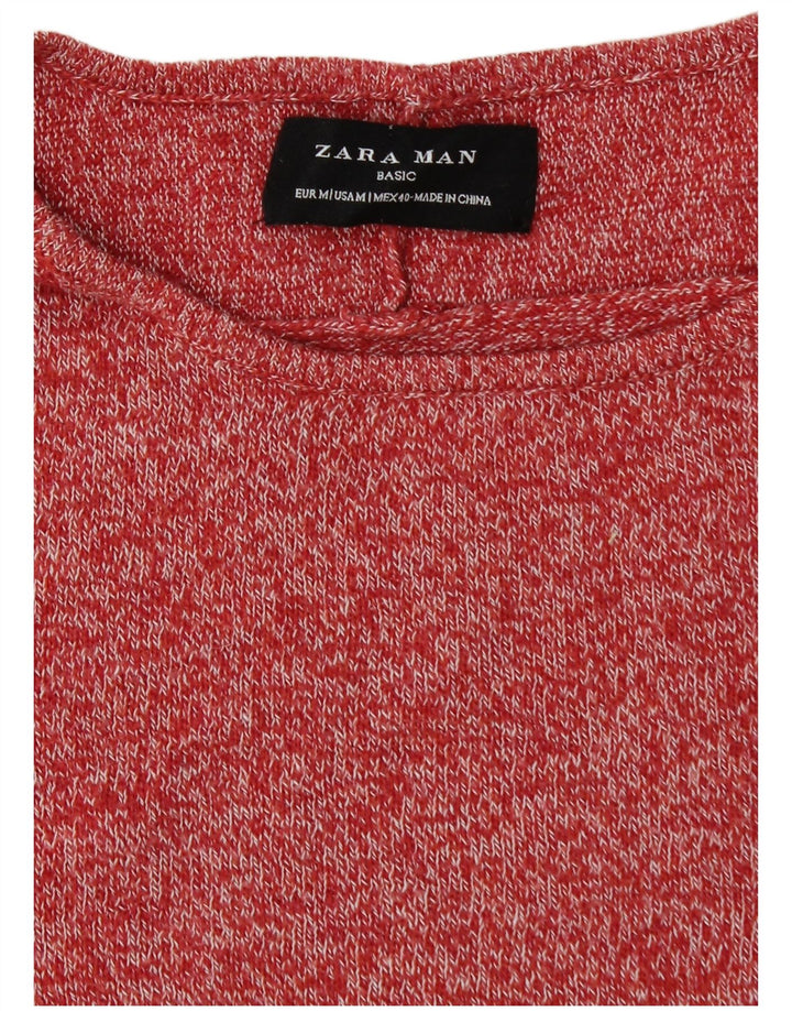 Zara Herre trøje med rund hals, Medium Rød Flecked