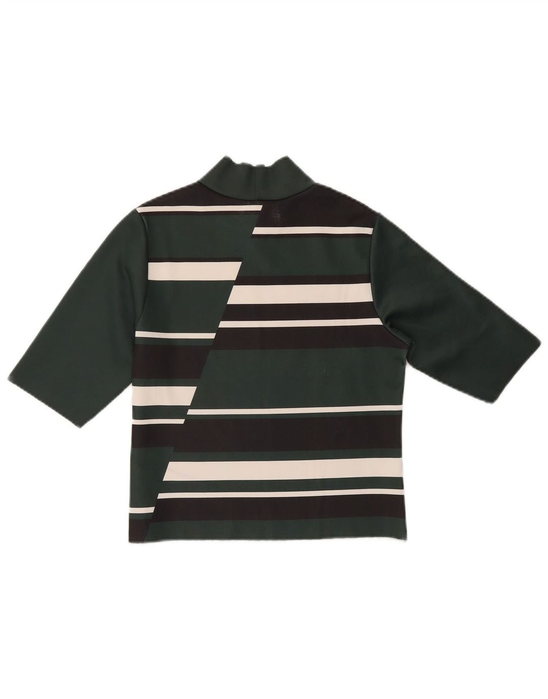 ZARA Womens Crop Top 3/4 ærme UK 12 Medium Green Colourblock