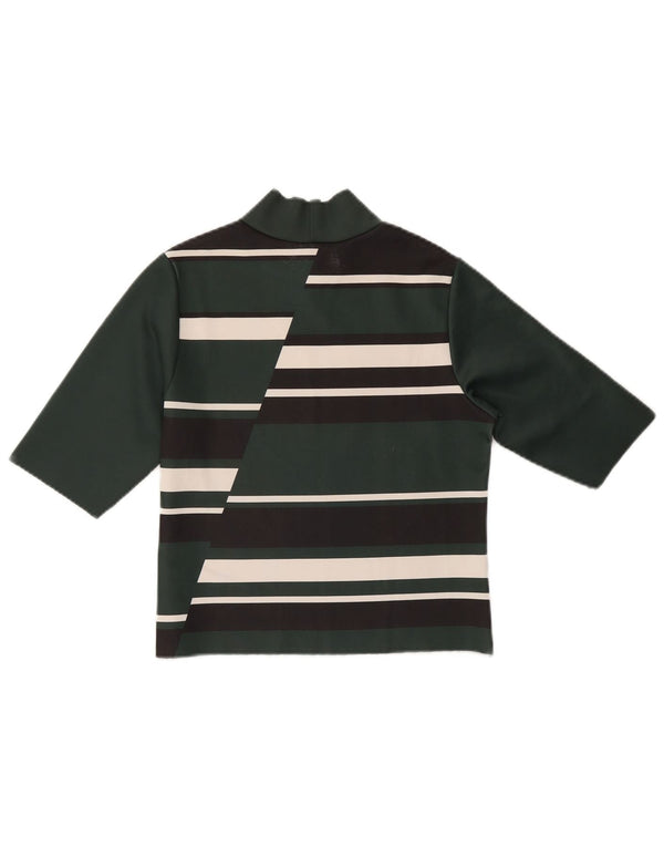 ZARA Womens Crop Top 3/4 ærme UK 12 Medium Green Colourblock