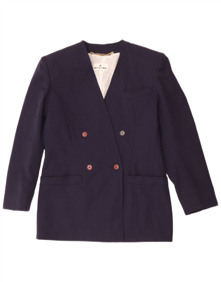 Vintage Dame Dobbeltradet Blazer Jacket IT 42 Medium Navy Blue