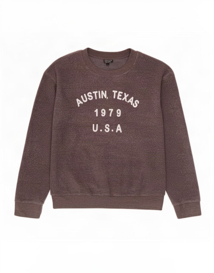 Topshop Dame Grafisk Oversized Fleece Jumper UK 8 Lille brun polyester