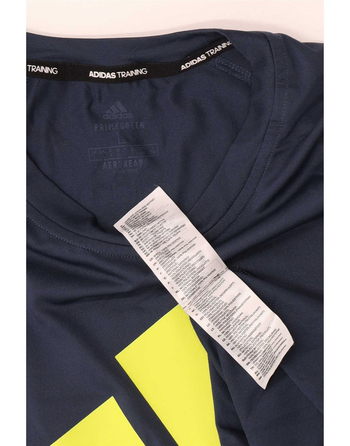 Adidas Herre Regular Graphic T-Shirt Top Large Navy Blue Colourblock