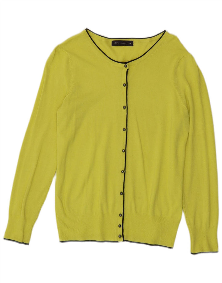 Marks & Spencer Dame Cardigan Sweater UK 10 Small Yellow Viscose