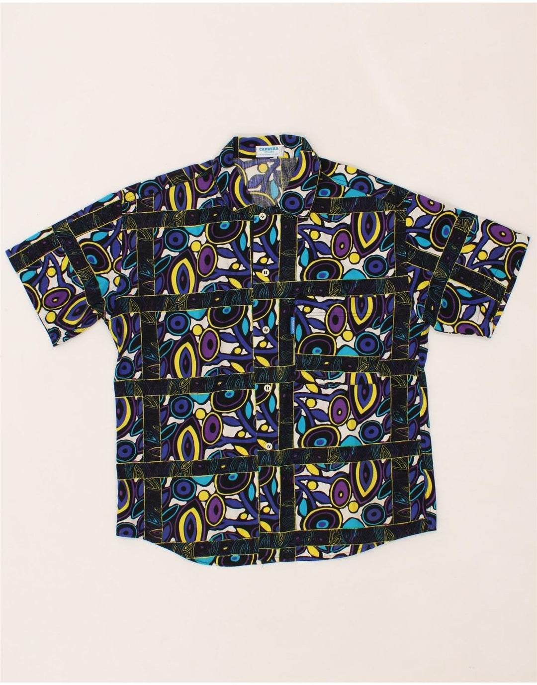 CARRERA Boys Short Sleeve Shirt 9-10 Years Multicoloured Geometric Cotton Vintage Carrera and Second-Hand Carrera from Messina Hembry 
