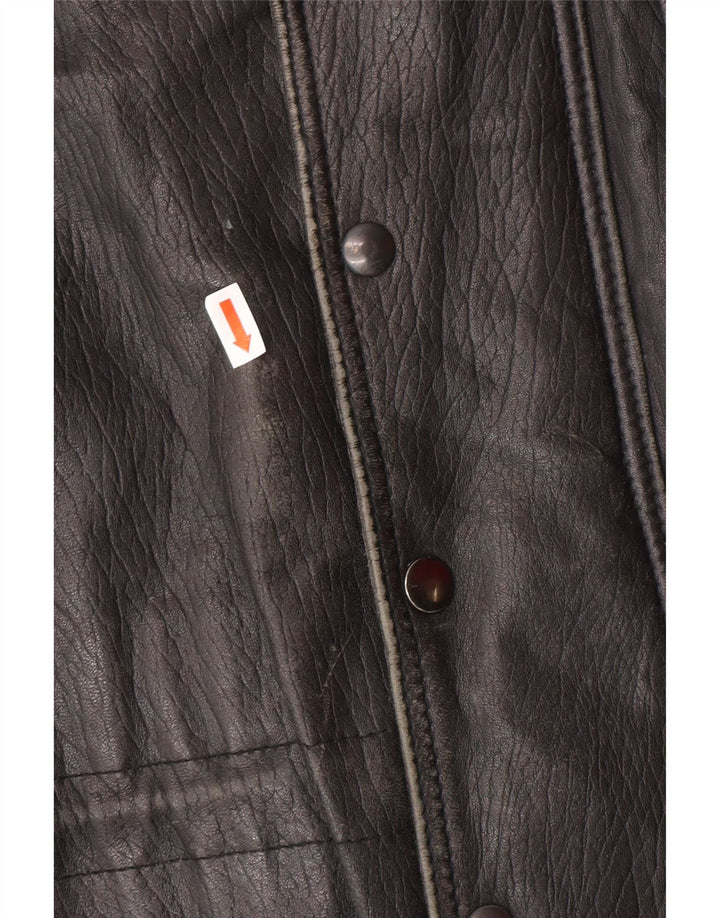 VINTAGE Herre Læderjakke UK 40 Stor Sort Læder