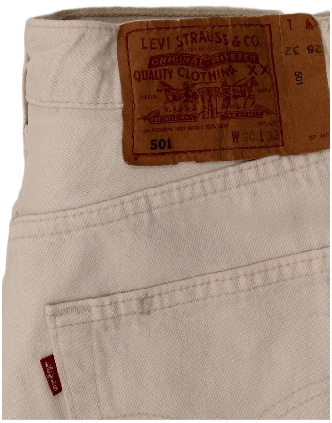 Levi's Dame 501 Straight Jeans W28 L32 Hvid Bomuld