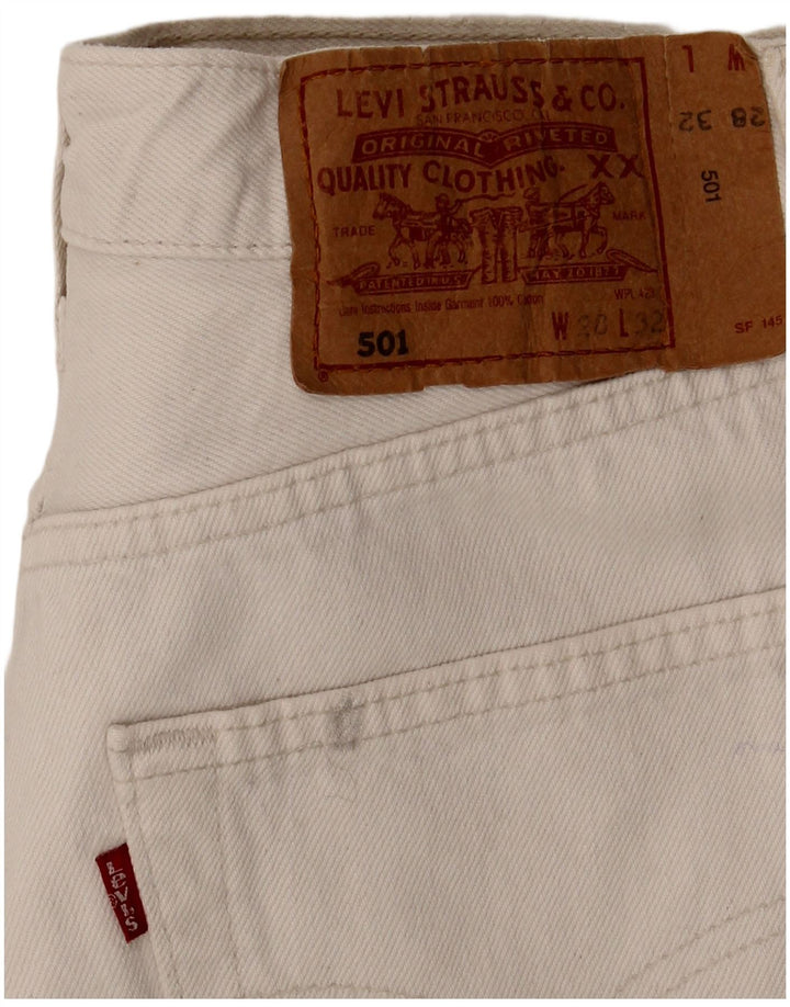 Levi's Dame 501 Straight Jeans W28 L32 Hvid Bomuld